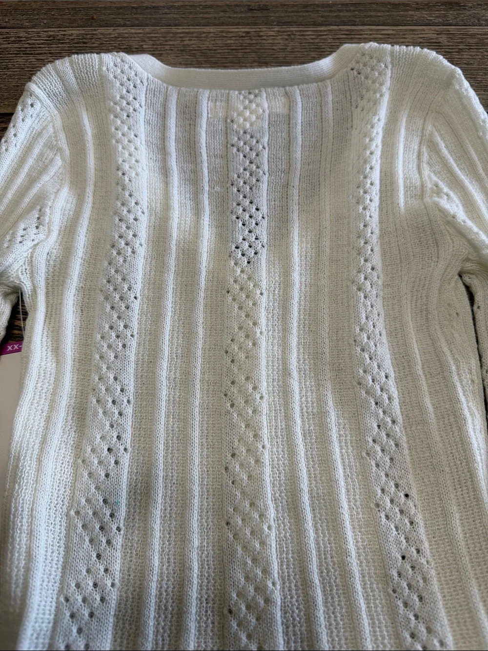 Aéropostale Cream Openwork Knit V‑Neck Cardigan‎ Cottagecore XX-Small Cropped